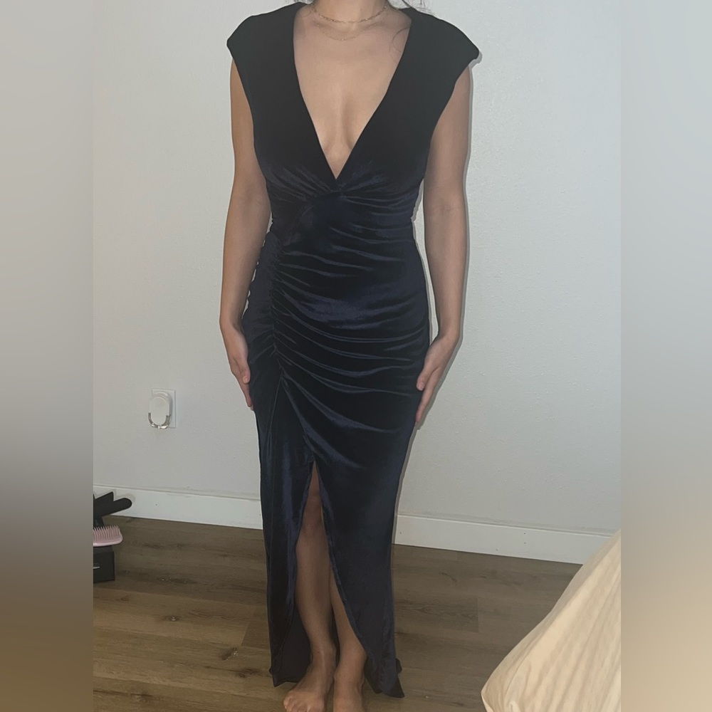 navy velvet dress - Picture 3 of 7